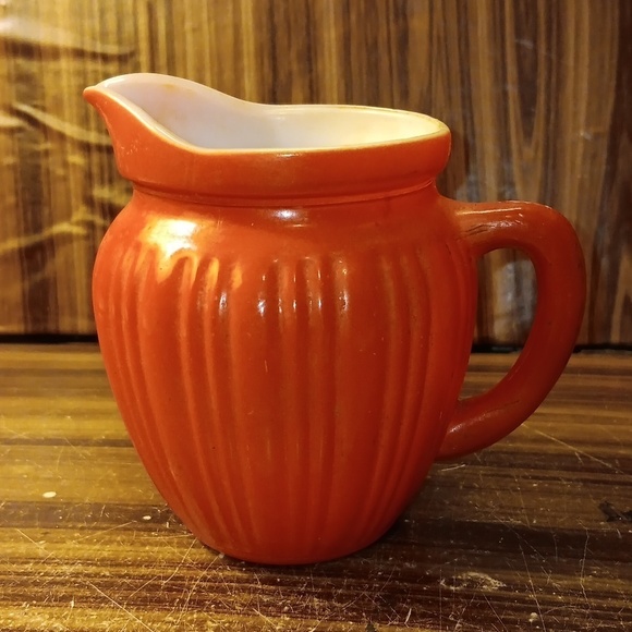 Vintage Hazel Atlas platonic Orange creamer mcm retro shabby chic farmhouse - Picture 1 of 4